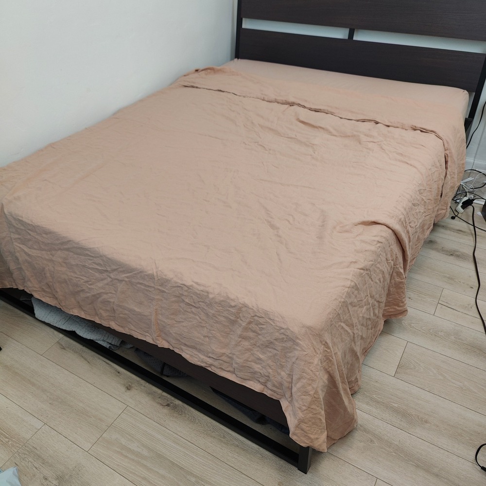 Bed Threads Queen Fitted & Flat Sheet Terracotta 100% French Flax Linen Earthy